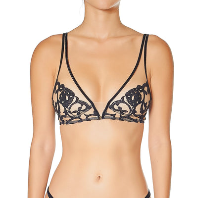 Addicted To The Feeling Textured Lace Bralette Top (Black)